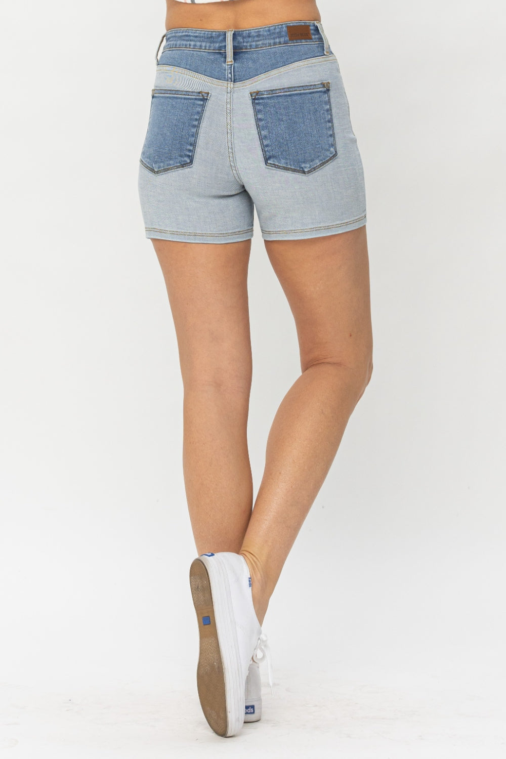 Judy Blue Full Size Color Block Denim Shorts - Rosa Apparel