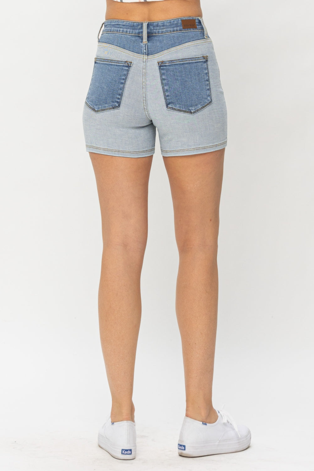 Judy Blue Full Size Color Block Denim Shorts - Rosa Apparel