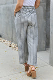 Heimish Find Your Path Full Size Paperbag Waist Striped Culotte Pants - Rosa Apparel