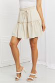 Zenana Carefree Soft Linen Ruffle High Waist Mini Skirt - Rosa Apparel