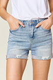 Judy Blue Full Size High Waist Rolled Denim Shorts - Rosa Apparel