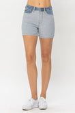 Judy Blue Full Size Color Block Denim Shorts - Rosa Apparel