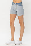 Judy Blue Full Size Color Block Denim Shorts - Rosa Apparel