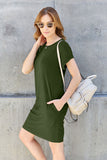 Basic Bae Full Size Round Neck Short Sleeve Dress with Pockets - Rosa Apparel