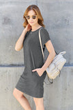 Basic Bae Full Size Round Neck Short Sleeve Dress with Pockets - Rosa Apparel